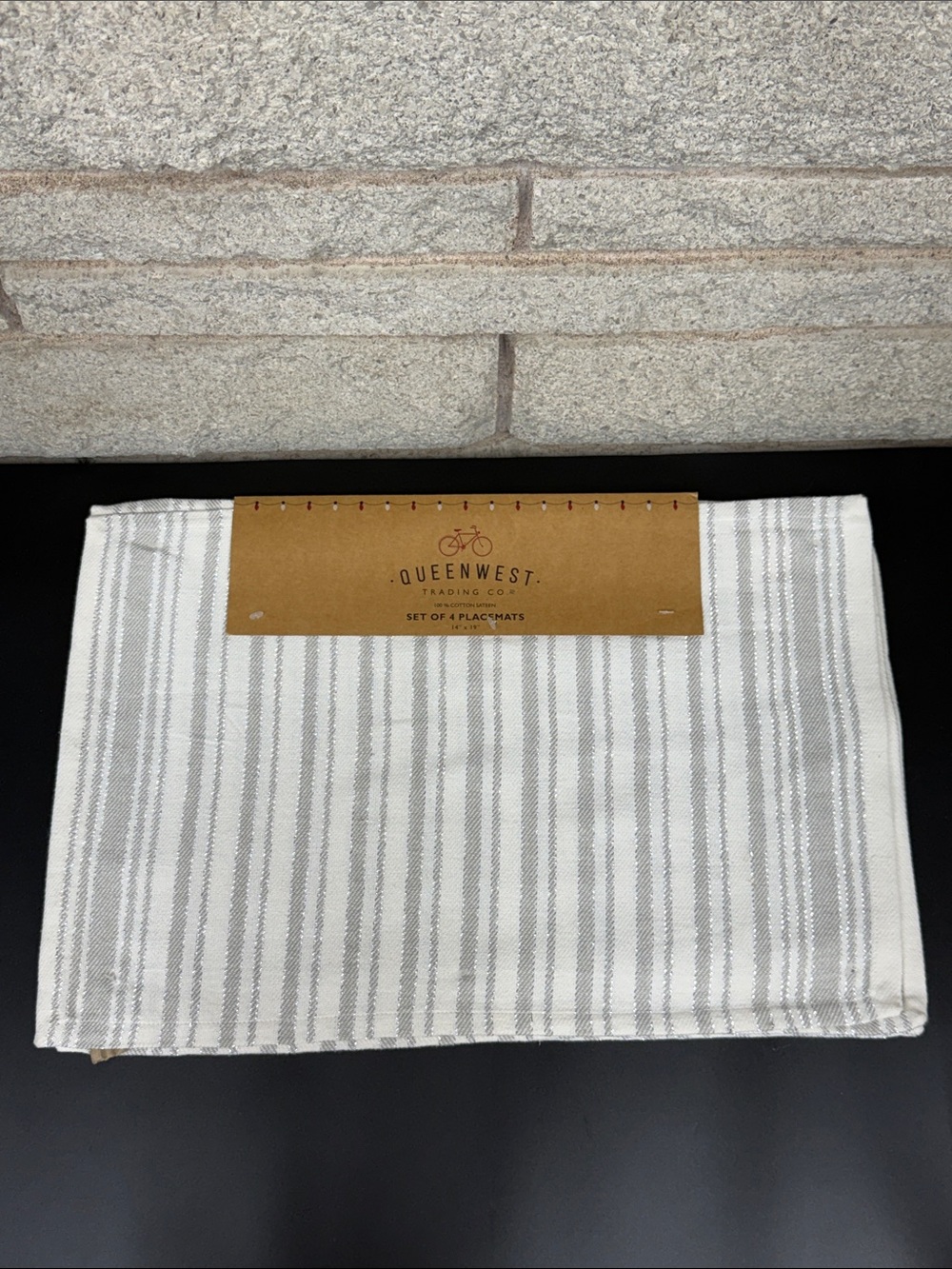 Queenwest Cream & Gray Striped Placemat Set - 4 Pack